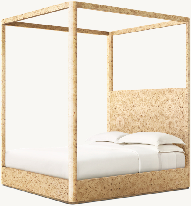 Bardot Burl Panel Platform Canopy Bed 