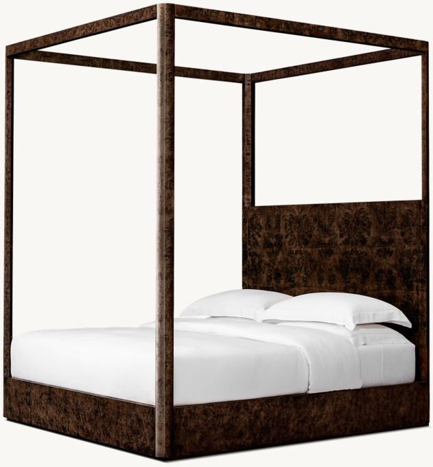 Bardot Burl Panel Platform Canopy Bed 