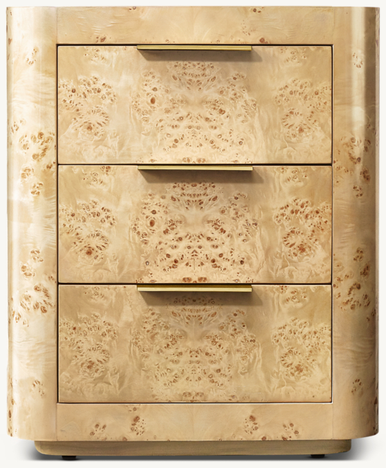 20&#34; nightstand shown in Blond Mappa Burl/Light Brass.