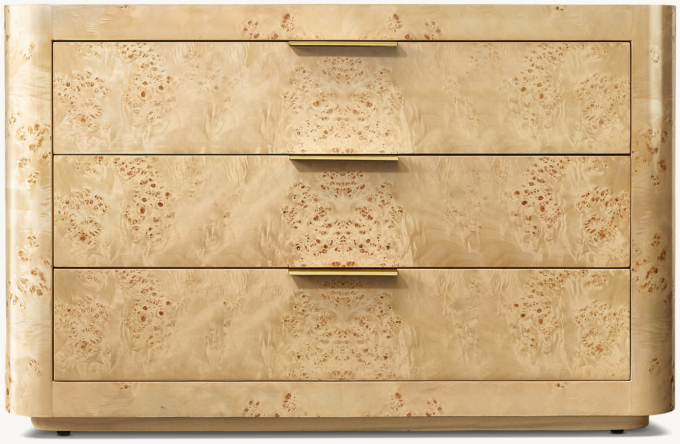 38&#34; nightstand shown in Blond Mappa Burl/Light Brass.