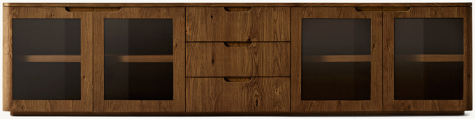 Madero Glass 4-Door Media Console With Drawers