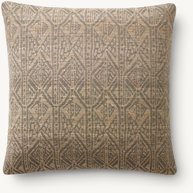 Vue en Hauteur - Naya - Housse de Coussin à Motifs Losanges Tissée à La Main - Carrée - Brouillard/Blé