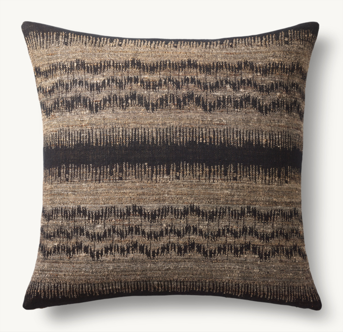 Overhead view of Naya Handwoven Sketched Wave Pillow Cover - Square 