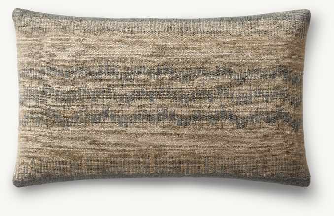 Overhead view of Naya Handwoven Sketched Wave Pillow Cover - Lumbar 