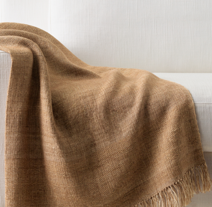 Naya Handwoven Textured Solid Throw - Burnt Camel | RH