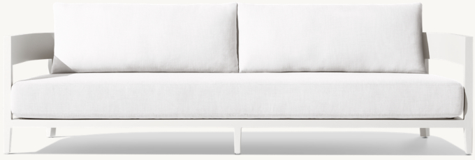 96&#34; sofa shown in White. Cushions (sold separately) shown in White Perennials&#174; Performance Textured Linen Weave.