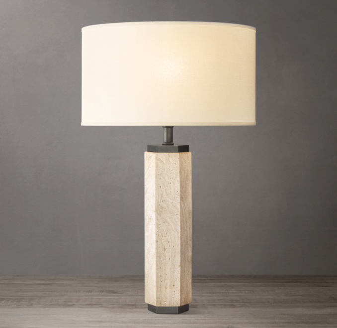 Shown in Bronze with French Drum Linen Shade, Size E (sold separately).