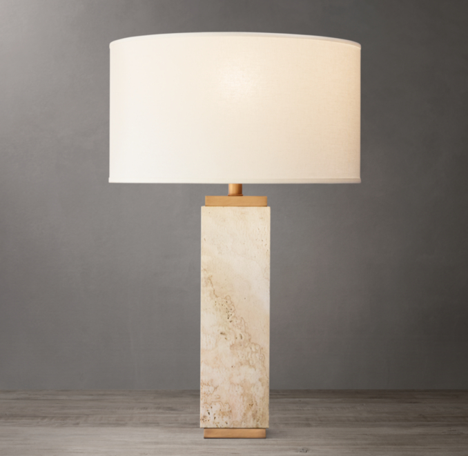 Square Column Travertine Table Lamp