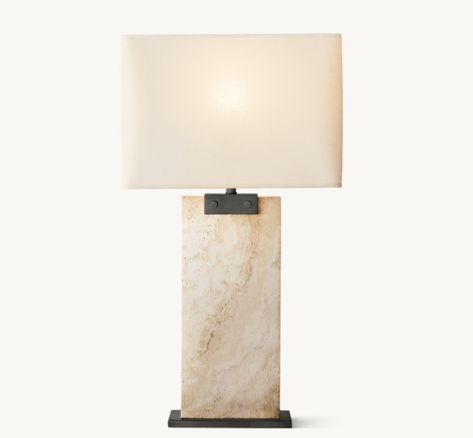 Rectangular Column Travertine Table Lamp