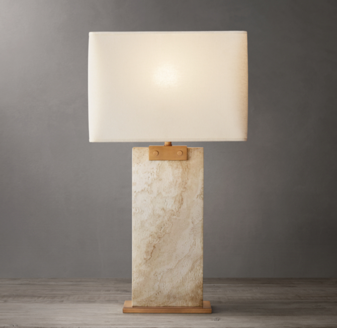 Rectangular Column Travertine Table Lamp