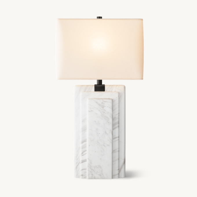 Shown in Bronze with French Rectangular Linen Shade, size E, in White Linen (sold separately).