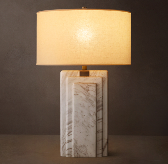 Shown in Vintage Brass with French Rectangular Linen Shade, size E (sold separately).