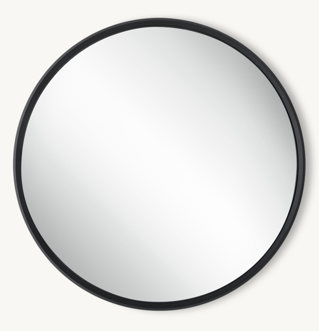 Metal Beveled Round Mirror