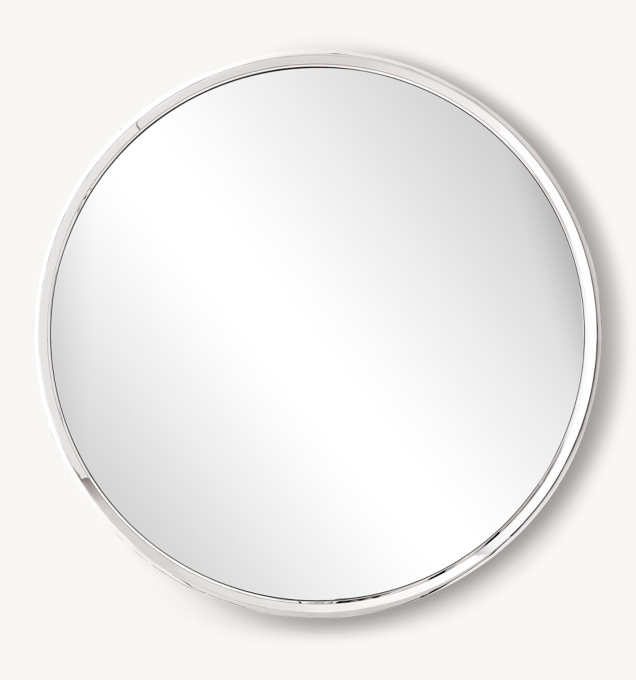 Metal Beveled Round Mirror