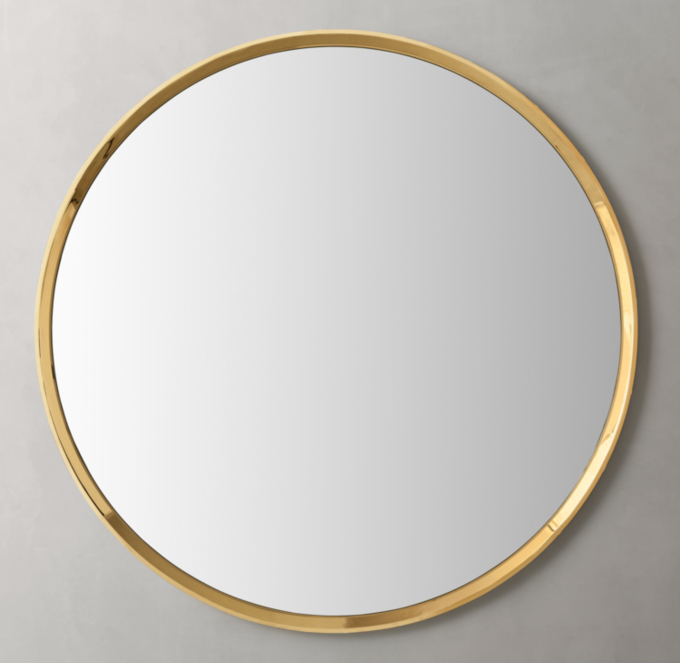 Metal Beveled Round Mirror