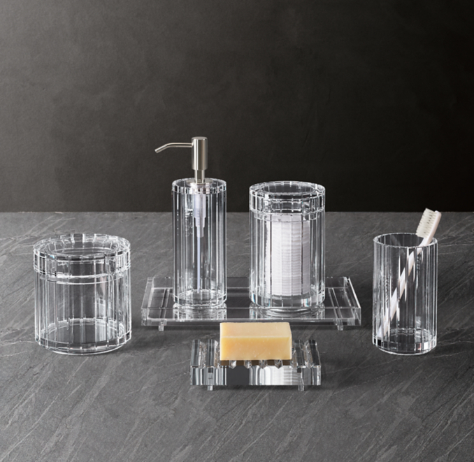 Beveled Crystal Bath Accessories Polished Nickel