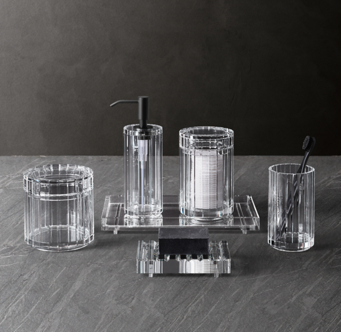 Beveled Crystal Bath Accessories Flat Black