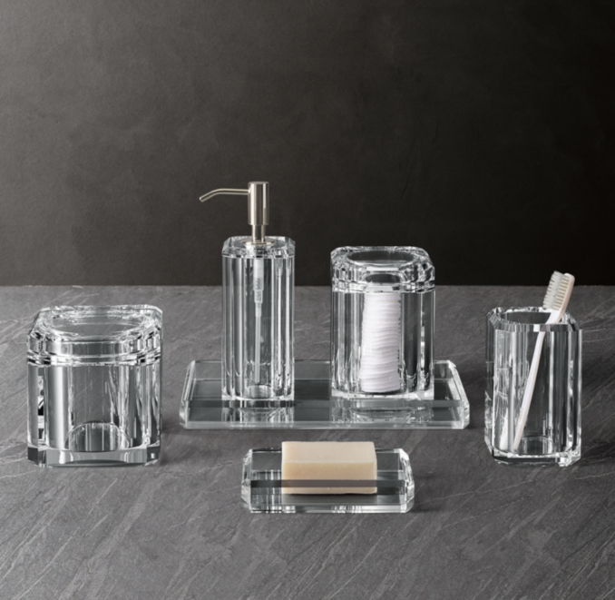 Faceted Crystal Bath Accessories Polished Nickel