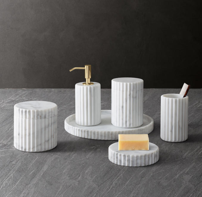 Italian Carrara Fluted Marble Bath Accessories