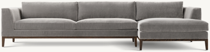 Italia Taper Arm Right-Arm Chaise Sectional - Oak Base