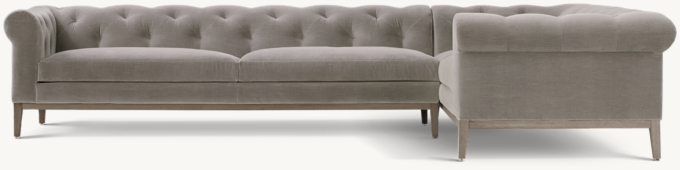 Italia Chesterfield Right-Arm L-Sectional - Oak Base
