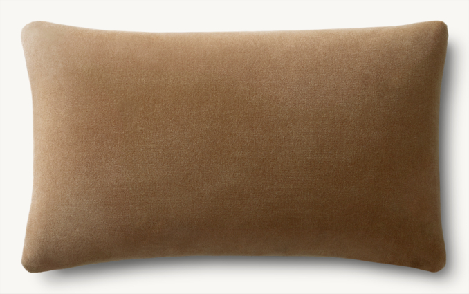 Overhead view of Italian Merino Wool Velvet Wrapped Pillow Cover - Lumbar 