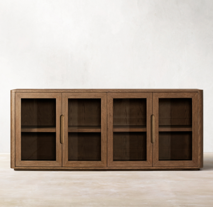 Front view of Breton Glass 4-Door Sideboard 