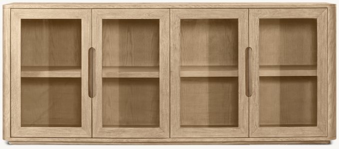 Front view of Breton Glass 4-Door Sideboard 