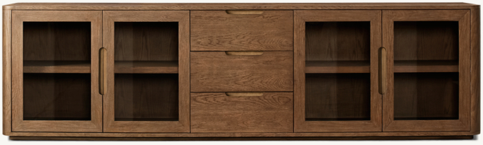 Breton Glass 4-Door Media Console With Drawers