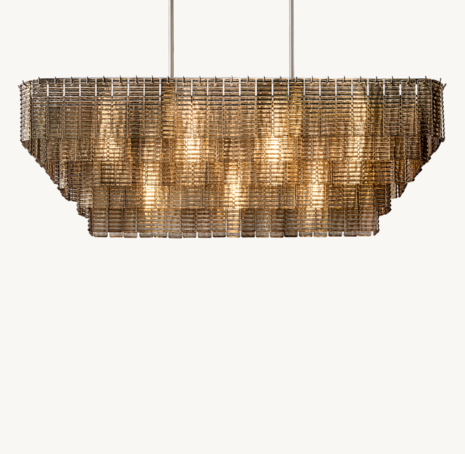 Sirene Smoke Glass Rectangular Chandelier 59\"