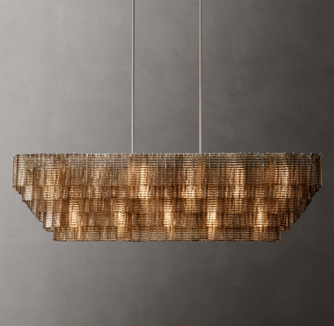 Sirene Smoke Glass Rectangular Chandelier 77\"