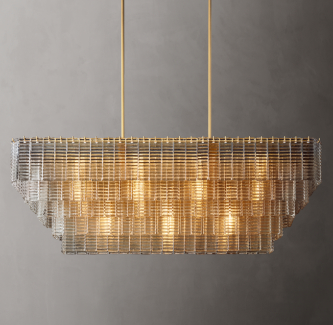 Sirene Clear Glass Rectangular Chandelier 59\"