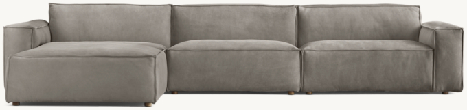 Como Modular Leather Left-Arm Sofa-Chaise Sectional