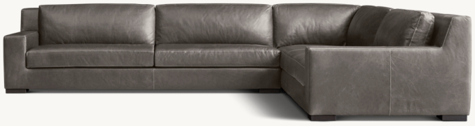 Front view of Modena Track Arm Leather Customizable Sectional 