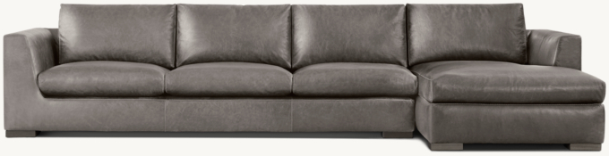 Modena Leather Taper Arm Right-Arm Sofa-Chaise Sectional