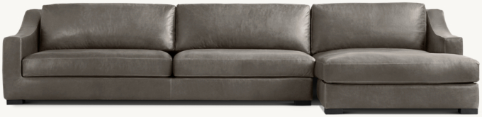 Modena Leather Slope Arm Right-Arm Sofa-Chaise Sectional