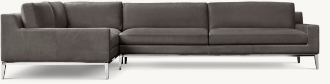 Italia Leather Track Arm Left-Arm L-Sectional - Metal Base