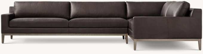 Italia Leather Track Arm Right-Arm L-Sectional - Oak Base