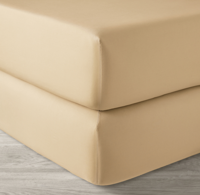Front view of Italian Vintage-Washed 464-Thread-Count Percale Box-Spring Cover 