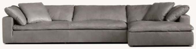 Cloud Anbausofa aus Leder mit Chaise mit durchgehendem Sitzpolster und Armlehne rechts