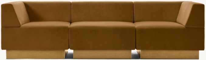Front view of Harvey Probber Cubo Raked Modular 3-Piece Sofa 