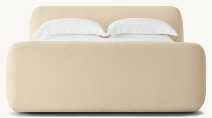 Front view of Lotus Fabric Panel Platform Bed With Footboard 