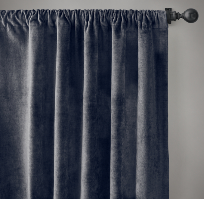 Italian Striated Velvet Drapery - Rod-Pocket