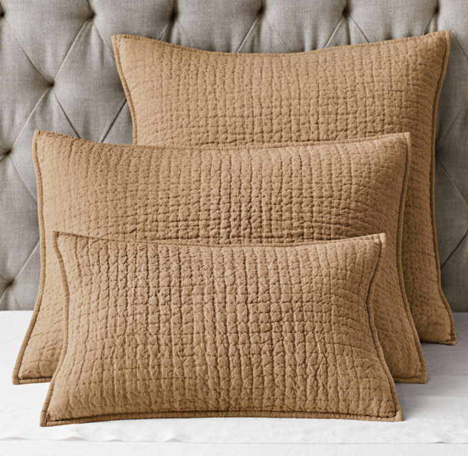 VintageWashed HandQuilted Belgian Flax Linen Sham