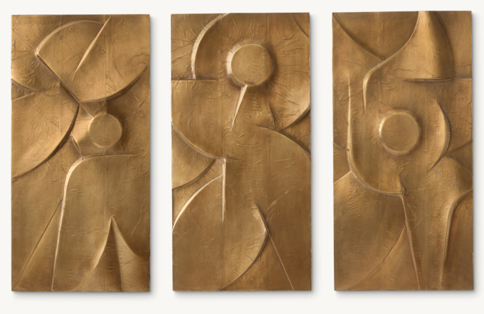 Abstract Bas-Relief Brass-Clad Wall Sculpture I Collection