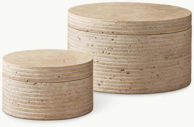 Travertine Round Box