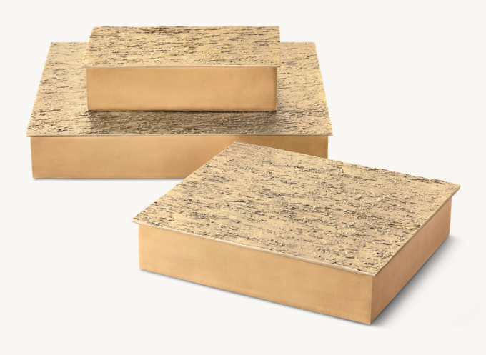 Textured Solid Brass Box - Tree Bark