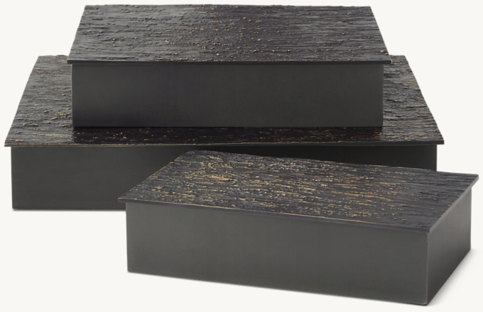 Textured Solid Brass Box - Tree Bark