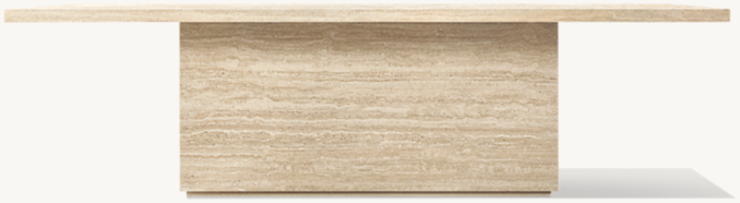 Front view of Italian Travertine Plinth Rectangular Dining Table 