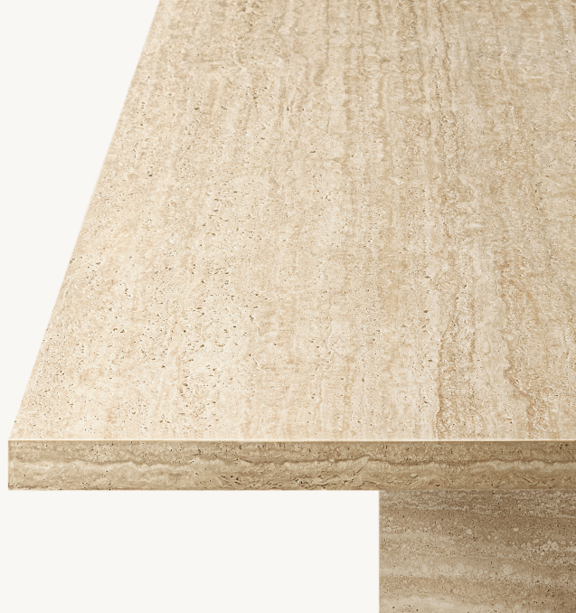 Top view of Italian Travertine Plinth Rectangular Dining Table 